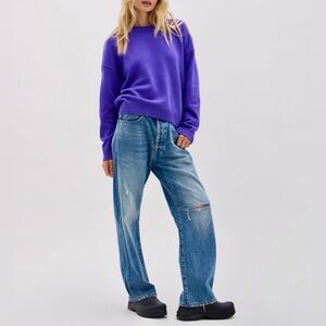 J Crew Perfectly Boxy Crew Neck Sweater in PURPLE